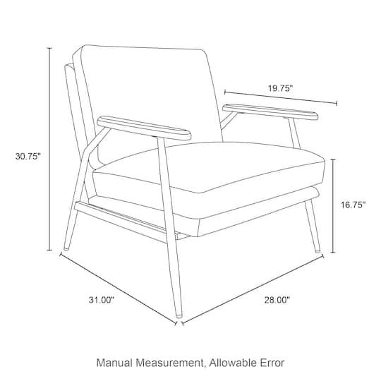 Glitzhome® 28" Modern Black Faux Leather Accent Armchair